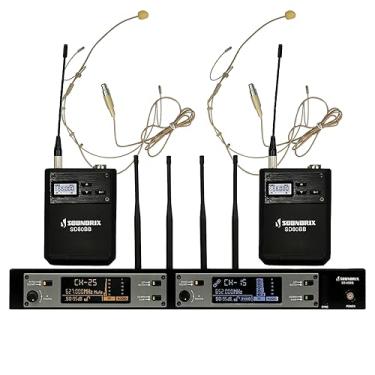 Imagem de Microfone Sem Fio Duplo Profissional Headset UHF SD-80 BB - Soundrix