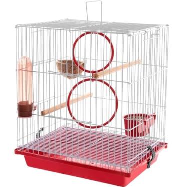Imagem de Gaiolas Caçulinha Periquito pet Ao ar livre pássaros animais de estimação(Vermelha)