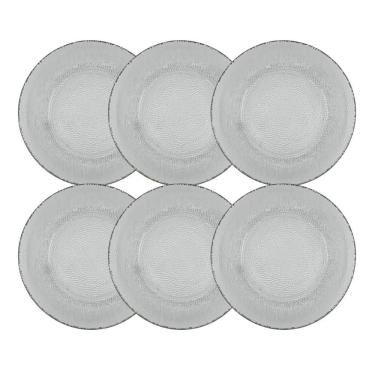 Imagem de Conjunto 6 Pratos Raso Vidro Transparente Forjado 22Cm