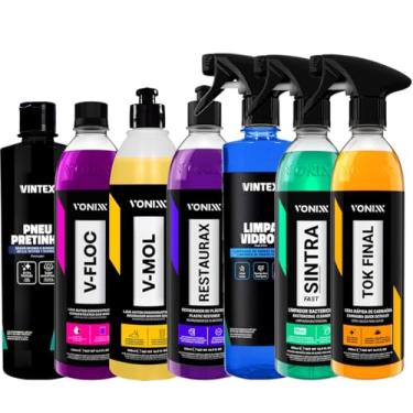 Imagem de Kit Completo Vonixx Tok Final Sintra Fast Restaurax V-Floc V-Mol 500ml Pneu Pretinho Limpa Vidros 500ml Vintex