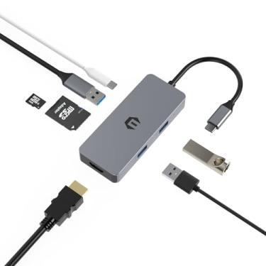 Imagem de Tiergrade Adaptador multiportas USB C, estação de ancoragem USB C 7 em 1 com HDMI 4K, entrega de energia de 100 W, 3 USB-A 3.0, leitor de cartão SD e TF para laptops tipo C