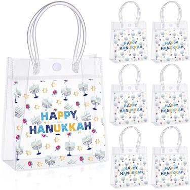 Imagem de Tenceur Sacos de presente de Hanukkah – 24 peças de sacolas de lembrancinhas de festa de Natal para celebrações de Hanukkah, suprimentos festivos de festa de inverno, bolsa de brindes com tema judaico