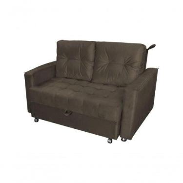 Imagem de Sofá Cama Casal Reclinável Drika Veludo Marrom Escuro - MATRIX