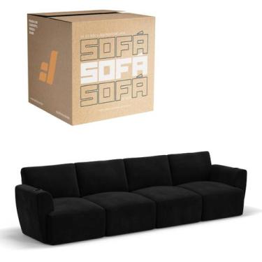 Imagem de Sofá 4 Lugares Sala De Estar em Tecido Bouclé Modular Damie Na Caixa, 