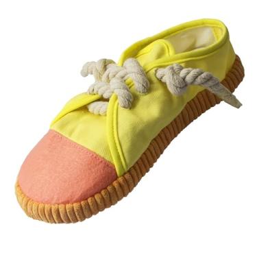 Imagem de Generic Brinquedo de Sapato para Animais de Estimação Durável Sapatos de Lona para Animais de Estimação Mastigar Som para Aliviar o Tédio Simulado Brinquedo de Moagem para Cães e Gatos (Amarelo)