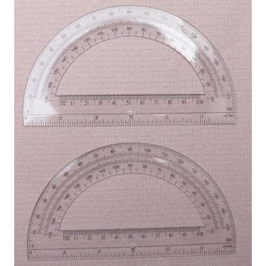 Imagem de 2 Pçs Transferidor Transparente Geometria Transferidor de Plástico 15 cm Régua para Matemática Escolar 180 Graus