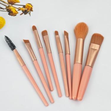 Imagem de Conjunto de 8 pincéis de maquiagem portáteis macios para corretivo, sobrancelhas, delineador