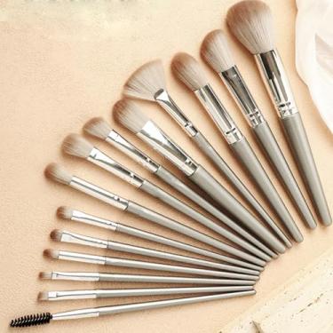Imagem de Conjunto de pincéis de maquiagem, 14 peças, pó sintético premium, base, contorno, corretivo, sombra, delineador, kit de pincéis de maquiagem