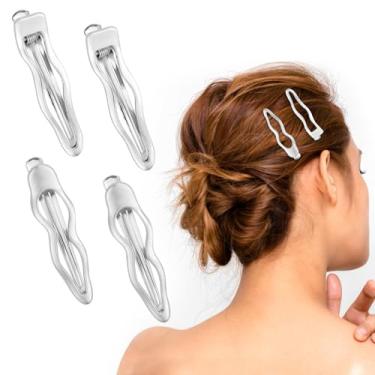 Imagem de 4 presilhas de cabelo onduladas, 2,44 polegadas prata ondulado jacaré grampos de cabelo bico de pato grampos de cabelo bonitos presilhas de cabelo para mulheres meninas acessórios de cabelo grosso e