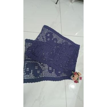 Imagem de Tapete de Crochê Decorativo, Passadeira Borboleta Artesanal em Roxo, 140x50cm, Design Rendado com Detalhes Florais