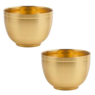 Imagem de ASUNFO Pacote com 2 copos dourados, copos de latão, conjunto fixe, copo de cobre, 6 ml, para homens, vinho, padrinhos, vodca, tequila