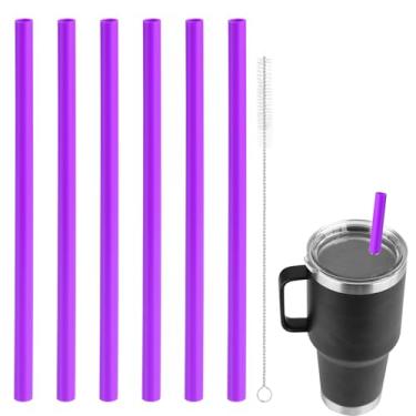 Imagem de 6 canudos de substituição reutilizáveis para Yeti Rambler 25/26/992.2 g, canudos de plástico para Stanley para copo simples moderno de 850 g com escova de canudo acessórios de garrafa de água peças