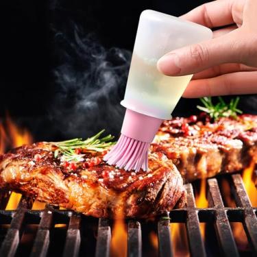 Imagem de Pincéis de silicone para garrafa de óleo de pastelaria, grelha de cozinha, óleo de pastelaria, mel, escova de garrafa de molho (rosa)