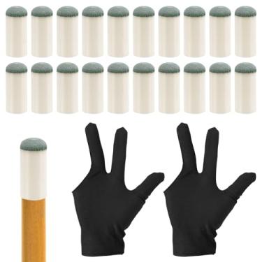 Imagem de 20 peças de pontas de taco de bilhar com 2 luvas de bilhar, pontas de taco de bilhar pontas de taco de bilhar ponta de substituição para taco de bilhar 13 mm para taco de sinuca
