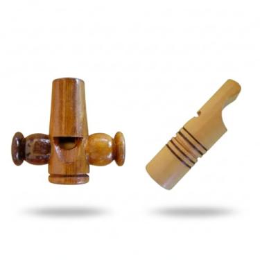 Imagem de Apito Inhambu Açu 05 + Apito Inhambu Chororó 13 Pios em madeira profissionais