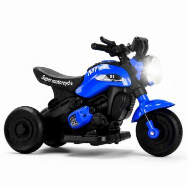 Imagem de Triciclo Moto Elétrica Infantil 6V Azul Até 30Kg Com Faról Led E Som -