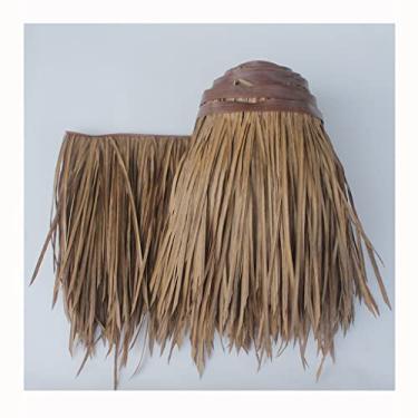 Imagem de Rolos de palha de palmeira tiki cabana mexicana contornando telhado tiki bar grama pato grama cega para telhado de palha decorações de bar tiki rolo palapa palha palha palha (amarelo c, 0,5 x 1 m/1,64