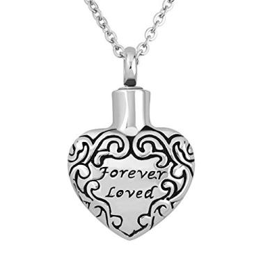 Imagem de Colar de urna Always In My Heart para cinzas, joia de cremação, lembrança, à prova d'água, pingente memorial para mãe, pai, avó, cinza, Pedra, Sem Pedra Preciosa