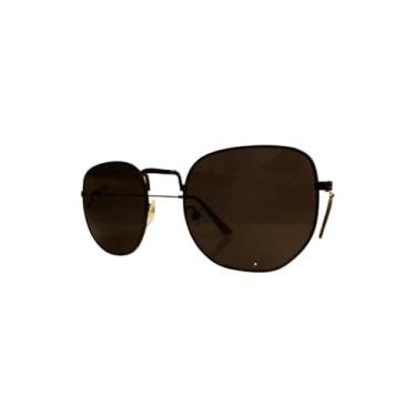 Imagem de Óculos de Sol Hexagonal Feminino e Masculino com Lente Escura Uv 400 e Armação Metal + Caixinha Preta(Preto)