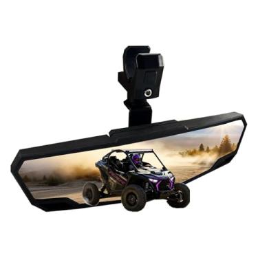 Imagem de Espelho retrovisor amplo UTV, espelho central panorâmico SXS com braçadeira de alumínio ajustável para gaiola de rolo de 1,5 a 5 cm compatível com Polaris RZR, Can Am Maverick X3, Kawasaki Mule/Teryx