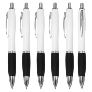 Imagem de PATIKIL Canetas esferográficas retráteis, 6 peças de canetas esferográficas de tinta preta de 1,0 mm com aderência de borracha de plástico para anotações, eventos de classe de escritório, preto/branco