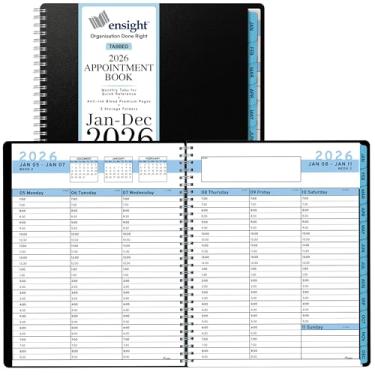 Imagem de Agenda e agenda 2026 - Agenda e agenda Ensight 16,5 x 21,6 cm com abas grandes diárias semanais, calendário e agenda, horários de 30 minutos, 2026 - dezembro de 2026- azul