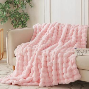 Imagem de Cobertor COOVA Faux Fur Pele de coelho de pelúcia 127x152 cm rosa clar