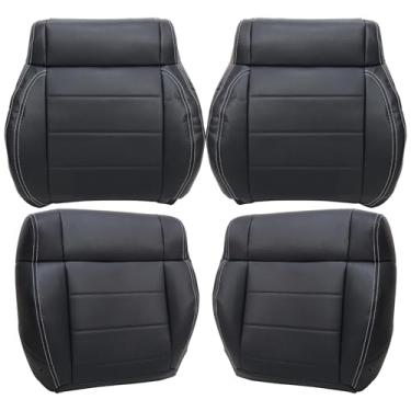 Imagem de Vigoraze Capas de assento de couro de substituição da parte inferior e superior do motorista e do passageiro pretas compatíveis com Jeep Wrangler Sahara Rubicon 2008 2009 2010 2011 2012