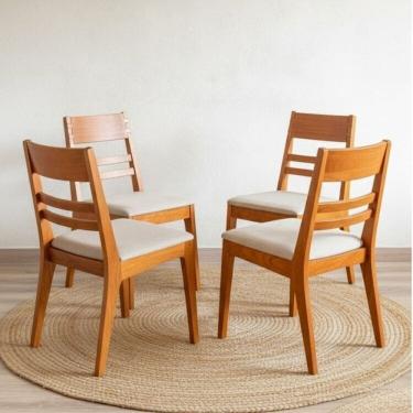 Imagem de Kit 4 Cadeiras Estofadas para Sala de Jantar Madeira Maciça Craft Garapa