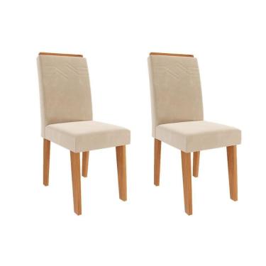 Imagem de Kit 2 Cadeiras Sala Jantar Taís 2 Un Cinamomo-suede Nude Bege - Cimol