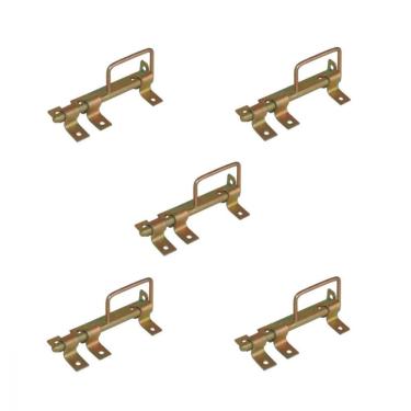 Imagem de Kit 5 Trincos Com Alça Portão Porteira Aço Bicromado 180Mm