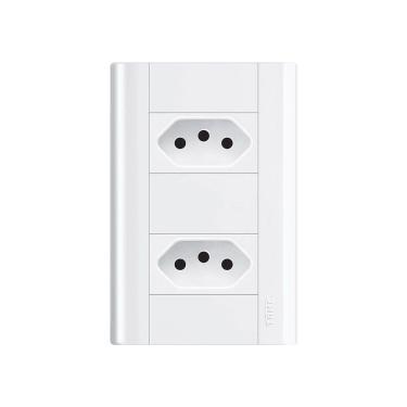 Imagem de Tomada Dupla Fame Modulare 2p+t 10a Com Placa 4x2 Branco