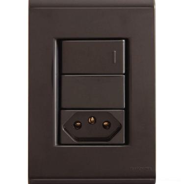 Imagem de Conjunto 4x2 Com 1 Interruptor Simples 10 A 250 V E 1 Tomada 2p+t 10 A 250 V Liz Grafite