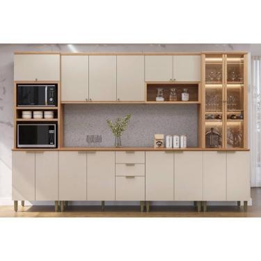 Imagem de Cozinha Modulada Completa Selene 6 Peças (2aéreos+2balcões+2paneleiros) Cp01 Jequitiba-off White Fosco - Linea Brasil