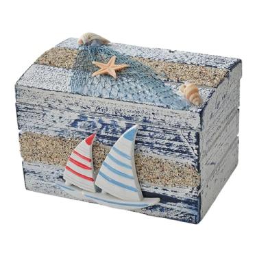 Imagem de Generic Caixa de joias pequena, tipo do, estojo de presente, caixa de madeira decorativa para senhoras, lembrancinhas de praia, Natal, com Barco