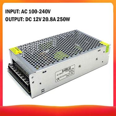 Imagem de Transformador de tensão CA 100-240 V para CC 12 V 20,8 A 250 W Fontes de alimentação comutadas reguladas Conversor adapr para tiras Luz Câmera Compur Projeto Rádio