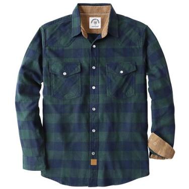 Imagem de Camisa de flanela Dubinik masculina de manga comprida Pearl Snap 100% 