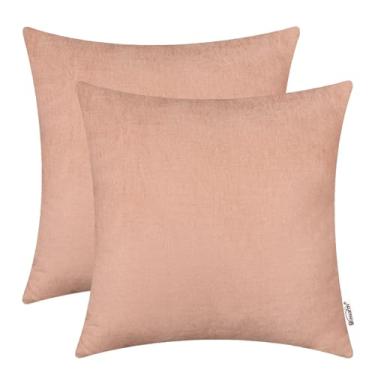 Imagem de BRAWARM Capas de almofada 50 x 50 cm - Capas de travesseiro de chenille rosa empoeirado pacote com 2, fronhas de chenille macias tingidas sólidas para sofá, cama, decoração de casa