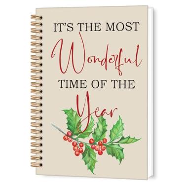 Imagem de TWRVI Caderno espiral de visco de Natal, caderno de natal neutro pautado na faculdade para material de escritório escolar, presentes de escritório de Natal, cadernos de diário 14 x 21 cm, 164 páginas