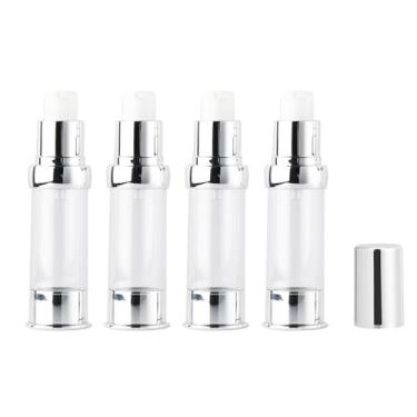 Imagem de ROHIJALE 4 pacotes de frascos de bomba de vácuo sem ar de plástico transparente reffilável de 15 ml/14.2 g recipientes vazios para loção creme soro e hidratante espesso