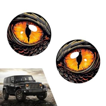 Imagem de Dogary 2 adesivos de olho de fera para Jeep, adesivos de luz de olho de besta estéreo 3D, adesivos de luz de olho redondo legal para carro, compatível com acessórios decorativos Jeep Wrangler