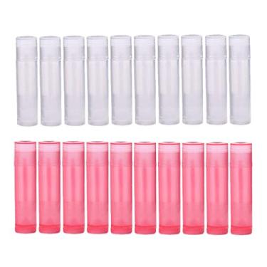 Imagem de barenx 20 tubos de protetor labial 5G DIY de plástico recarregáveis, frascos transparentes + rosa