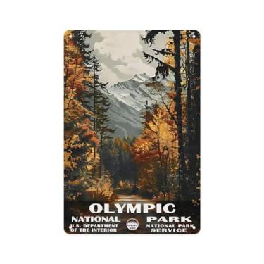 Imagem de Pôster engraçado de arte de parede do Parque Nacional Olímpico, mural de viagem, placa de metal para sala de estar, quarto, decoração de casa, alumínio, 30 x 20 cm