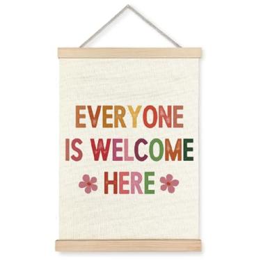 Imagem de Decoração de parede YTRG Everyone is Welcome Here, decoração de sala inspiradora, impressão em tela de saúde mental, decoração de parede emoldurada para escritório de conselheiro de sala de aula, 30,5