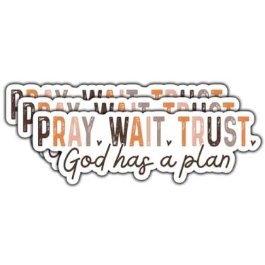 Imagem de Adesivo (3 peças) Pray Wait Trust God Has a Plan Adesivo Cristão Inspirador Fé Vinil Impermeável Presente Religioso Motivacional para Livros Bíblicos Laptops Telefone Garrafas de Água Copo Kindle 3