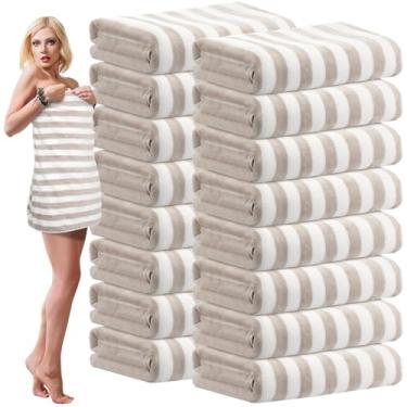 Imagem de SmoothNovelty Pacote com 16 toalhas de banho de microfibra a granel 79 x 152 cm toalha de banho tamanho grande altamente absorvente extra grande secagem macia para chuveiro praia inverno salão esporte