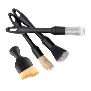 Imagem de Conjunto de 4 pincéis para detalhes de carro, cerdas ultra macias, kit profissional de limpeza automotiva para detalhes internos e externos, para carros, rodas, respiradouros, acessórios de cuidados