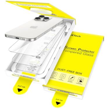 Imagem de JETech Película de Vidro Temperado para iPhone 16 Pro 6,3 Polegadas, Instalação Rápida em Um Passo com Caixa de Alinhamento Automático sem Bolhas, Protetor de Tela 9H, HD-Claro, Pacote com 3