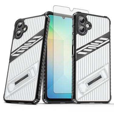 Imagem de Asuwish Capa de celular para Samsung Galaxy A06 5G com protetor de tela de vidro temperado e suporte resistente à prova de choque híbrido suporte rígido acessórios Ao6 A 06 4G LTE mulheres homens