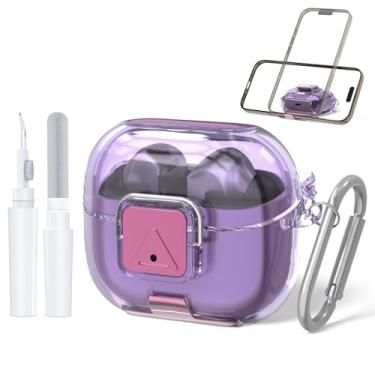 Imagem de Capa com trava segura para Galaxy Buds 3 FE (2025)/Galaxy Buds 3 Pro (2024) | Design de suporte de telefone | TPU macio | Capa protetora à prova de choque para fones de ouvido Samsung Buds 3 com